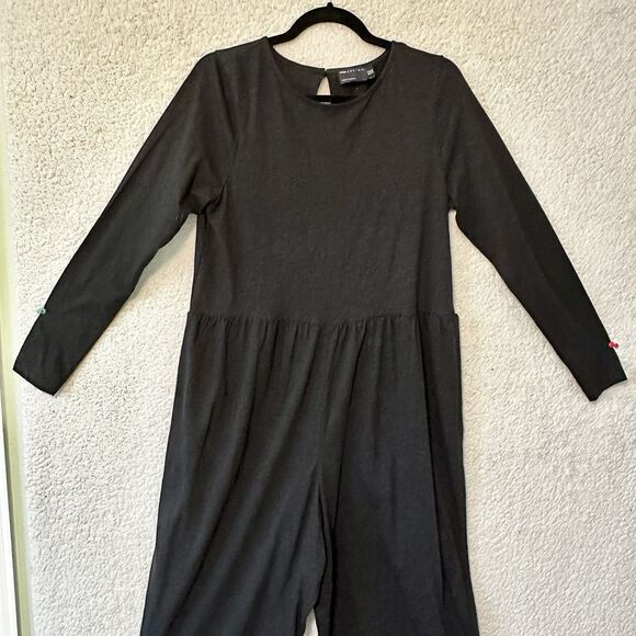 Asos Design Jumpsuit Womens Size 10 Black Flowy Wide Leg Pants Keyhole Back - Picture 2 of 13